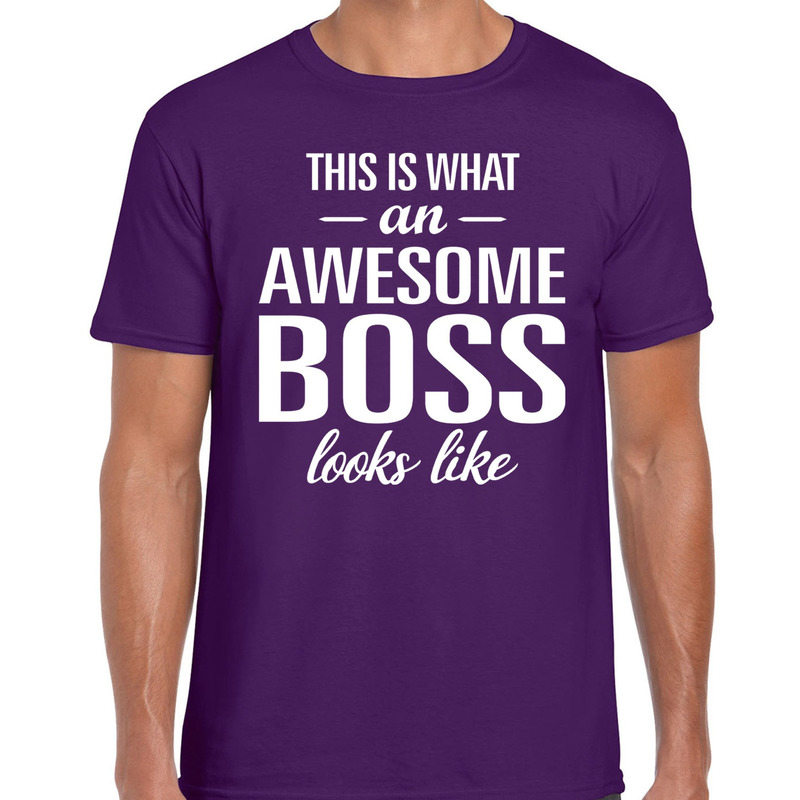 Awesome Boss tekst t shirt paars heren heren fun tekst shirt paars