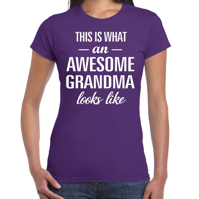 Awesome grandma geweldige oma cadeau t shirt paars dames Moederdag verjaardag cadeau