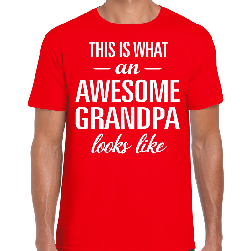 Awesome Grandpa geweldige opa cadeau vaderdag t shirt rood heren Vaderdag cadeau