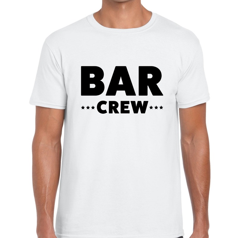 Bar crew tekst t shirt wit heren evenementen staff personeel shirt