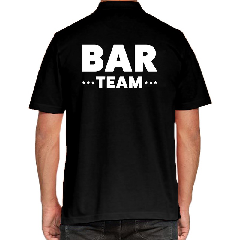 Bar team poloshirt zwart voor heren Bar team crew polo shirt