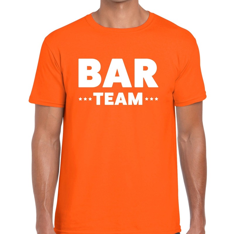 Bar team tekst t shirt oranje heren evenementen crew personeel shirt