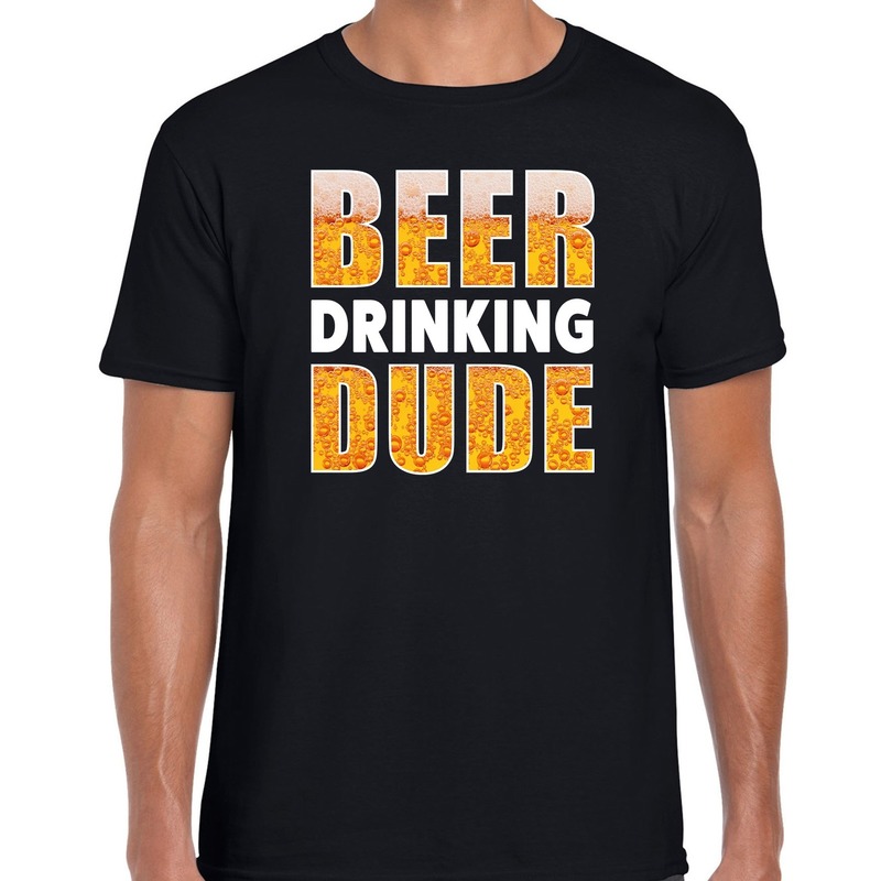 Beer drinking dude drank fun t-shirt zwart voor heren - bier drink shirt kleding