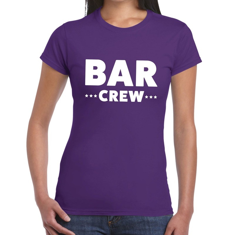 Bellatio Decorations Bar Crew t shirt voor dames personeel staff shirt paars