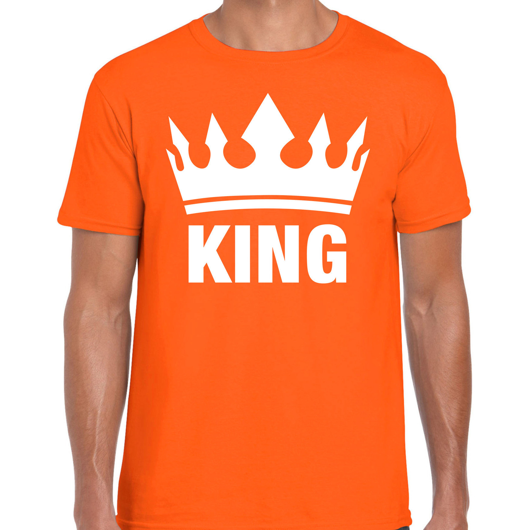 Bellatio Decorations Koningsdag t shirt voor heren King oranje feestkleding