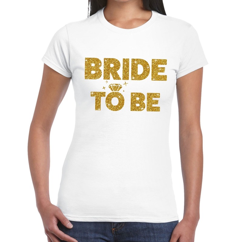 Bride to Be gouden glitter tekst t shirt wit dames dames shirt Bride to Be Vrijgezellenfeest kleding