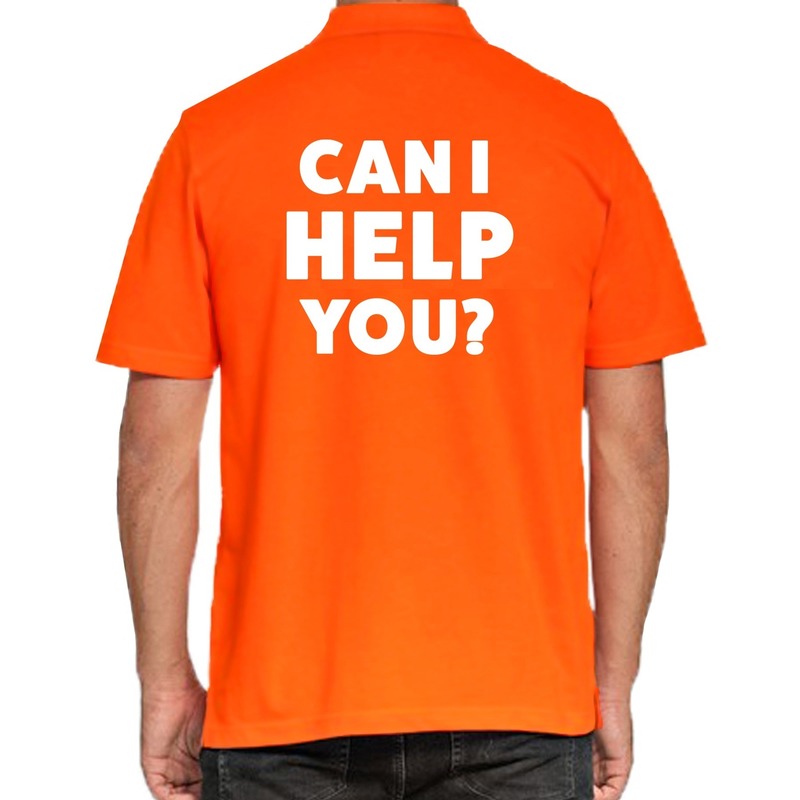 Can i help you beurs evenementen polo shirt oranje heren verkoop horeca