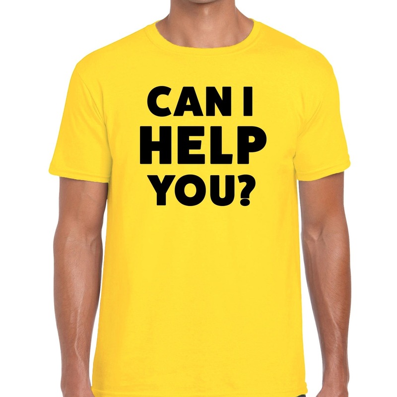 Can i help you beurs evenementen t shirt geel heren verkoop horeca shirt