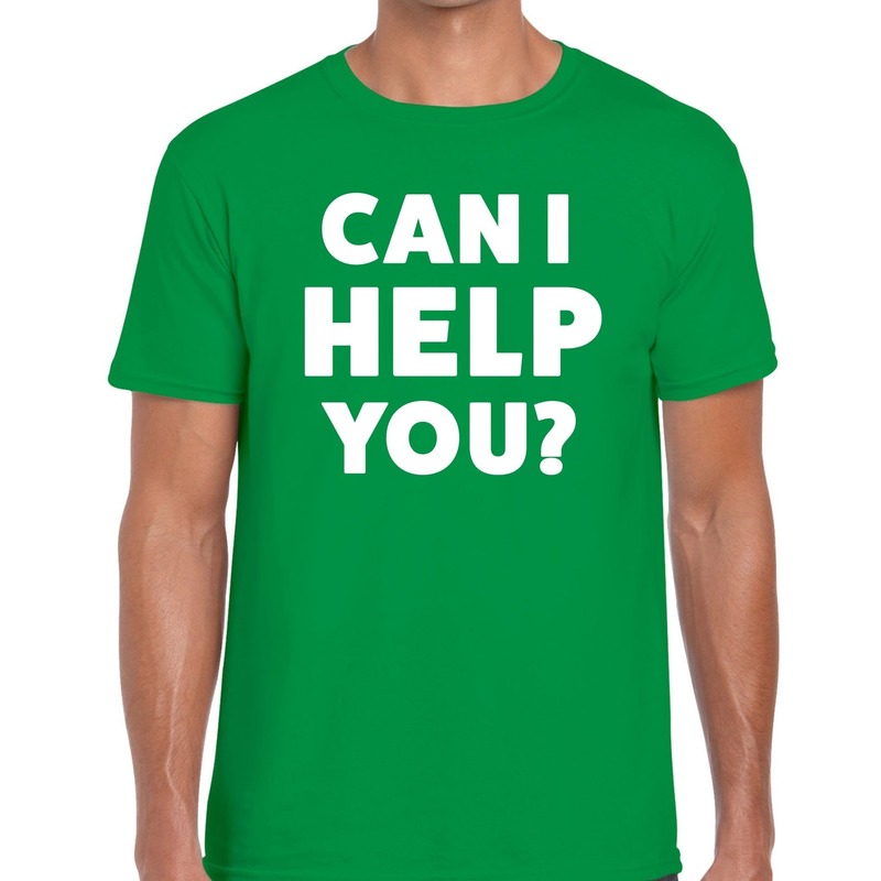 Can i help you beurs evenementen t shirt groen heren verkoop horeca