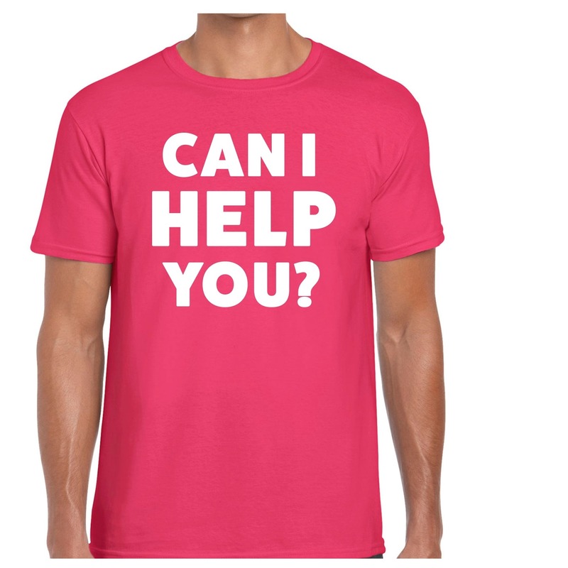 Can i help you beurs evenementen t shirt roze heren verkoop horeca