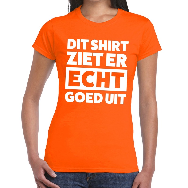 Dit shirt ziet er ECHT goed uit t shirt oranje dames tekst shirt voor dames oranje kleding