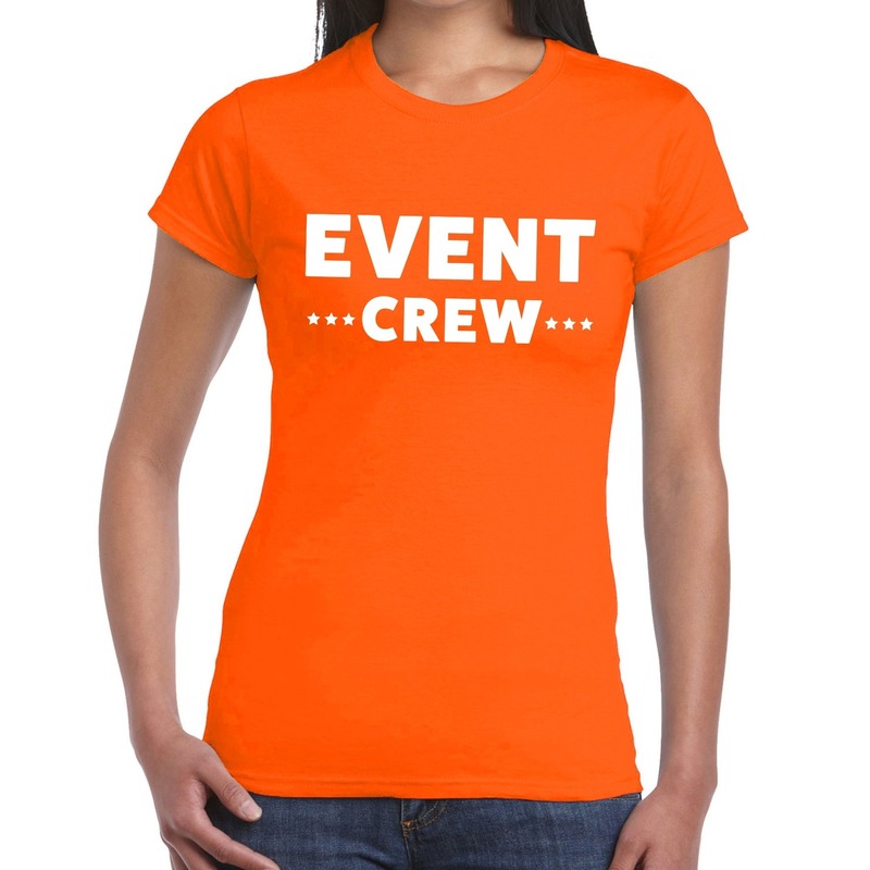 Event crew tekst t shirt oranje dames evenementen personeel staff shirt