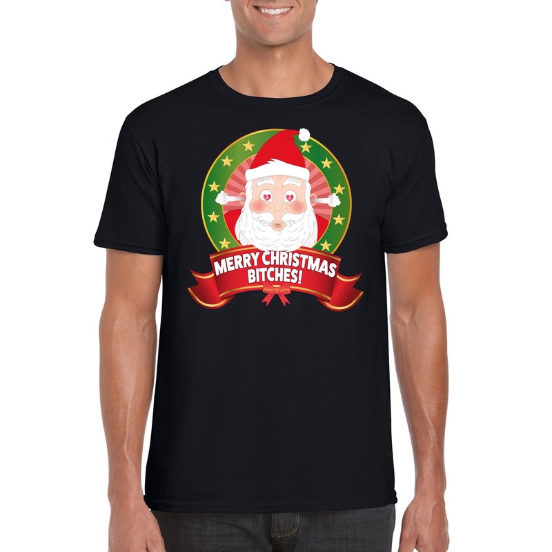 Foute Kerst t shirt merry christmas bitches voor heren Kerst shirts