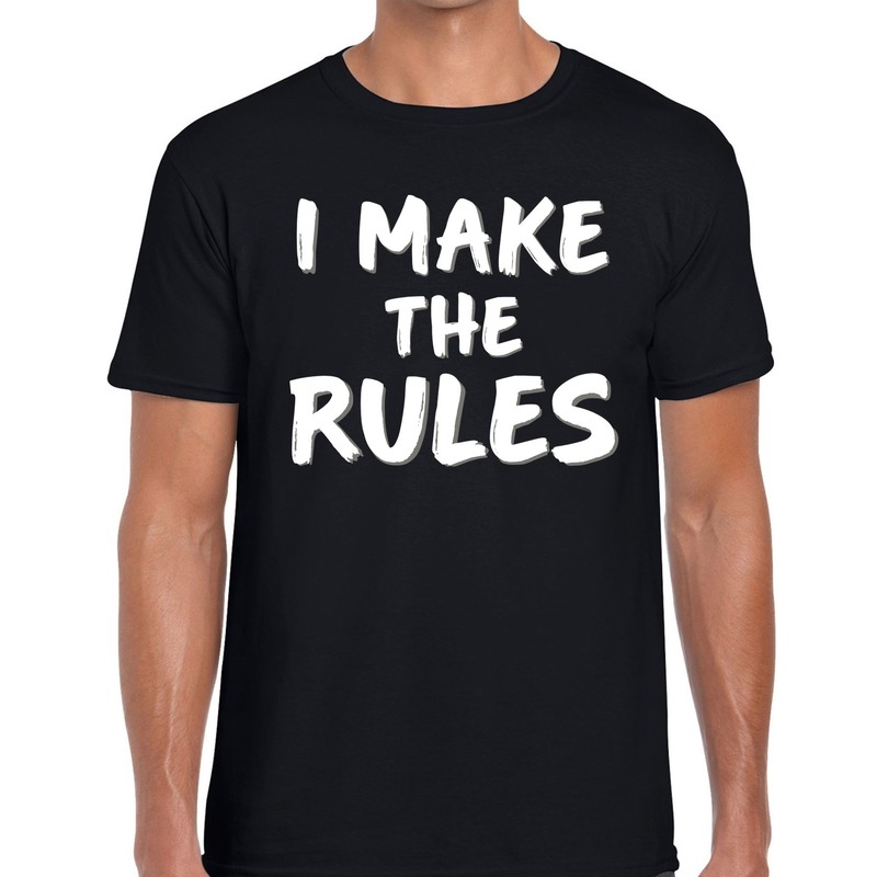 Fun t shirt zwart voor heren I make the rules shirt