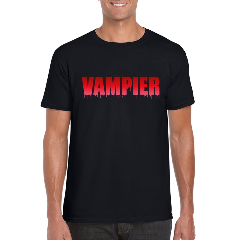 Halloween vampier tekst t shirt zwart heren Halloween kostuum