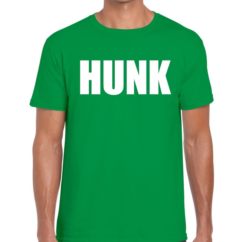 Hunk tekst t shirt groen heren