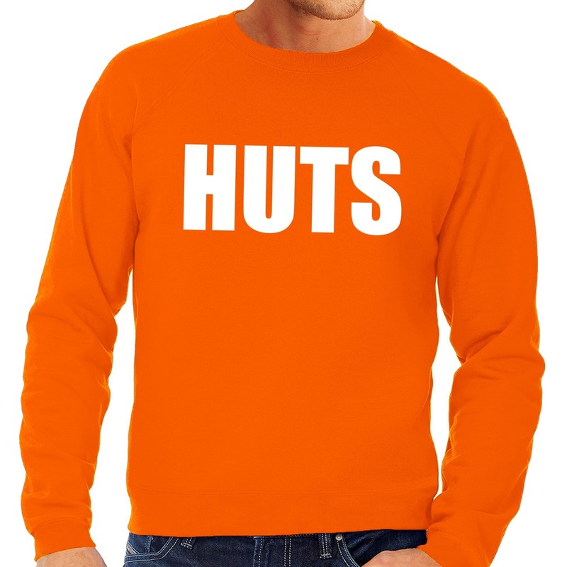 HUTS tekst sweater oranje heren heren trui HUTS oranje kleding