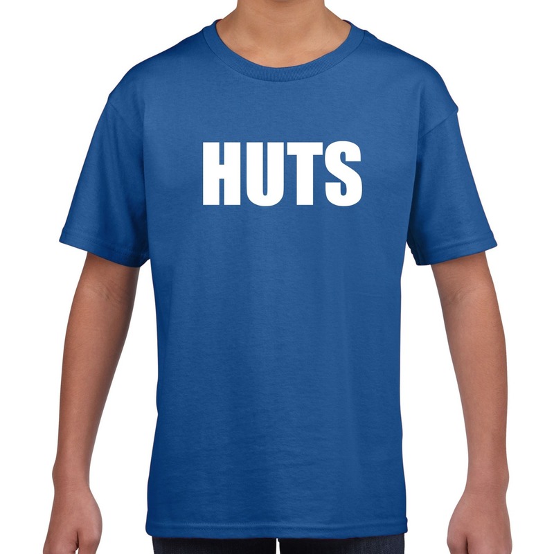HUTS tekst t shirt blauw kids feest shirt HUTS voor kids