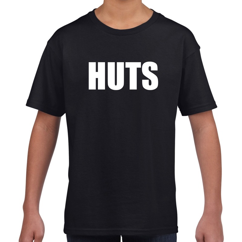 HUTS tekst t shirt zwart kids feest shirt HUTS voor kids