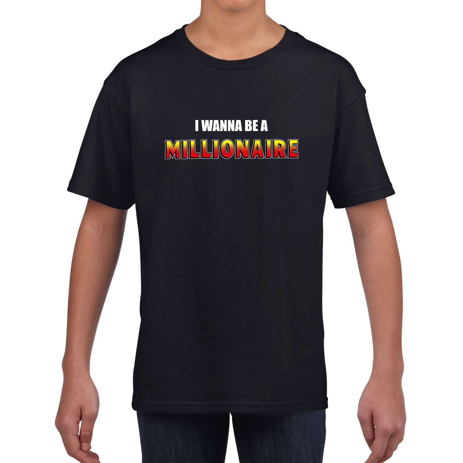 I wanna be a Millionaire fun tekst t shirt zwart kids Fun tekst Verjaardag cadeau kado t shirt kids