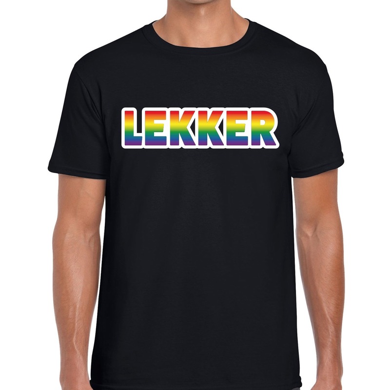 Lekker gaypride regenboog t shirt zwart voor heren Gay pride
