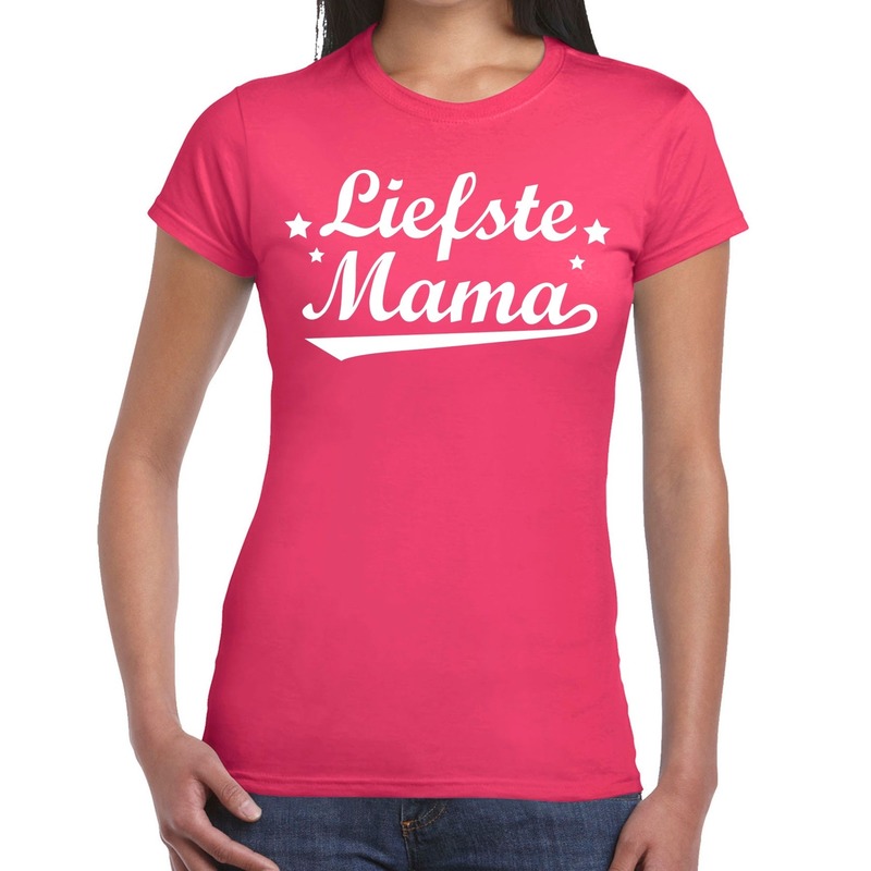 Liefste mama cadeau t shirt fuchsia roze dames kado shirt voor moeders