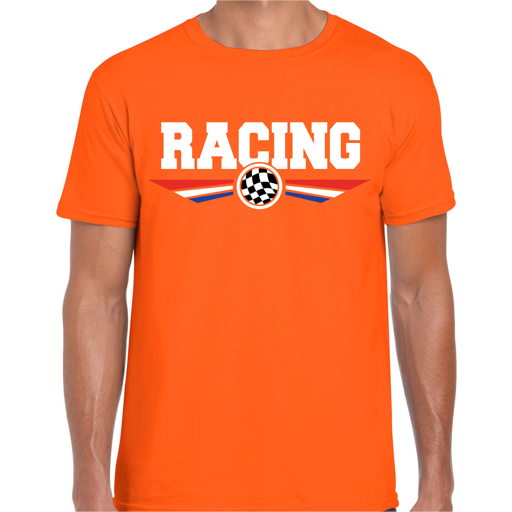 Max racing coureur supporter t shirt met Nederlandse vlag oranje voor heren race thema race supporter