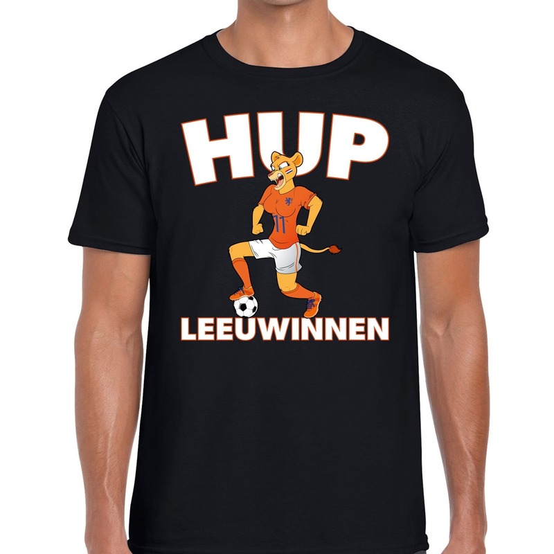 Nederland supporter t-shirt dameselftal Hup Leeuwinnen zwart heren - landen kleding