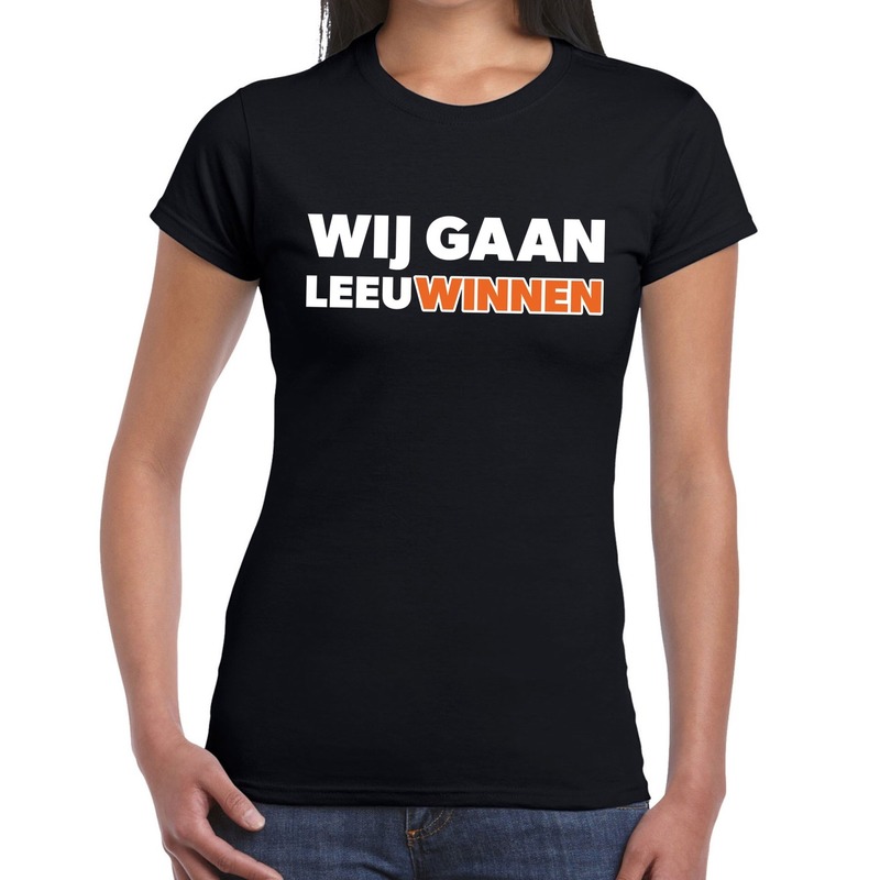 Nederland supporter t shirt Wij gaan Leeuwinnen zwart dames oranje landen kleding