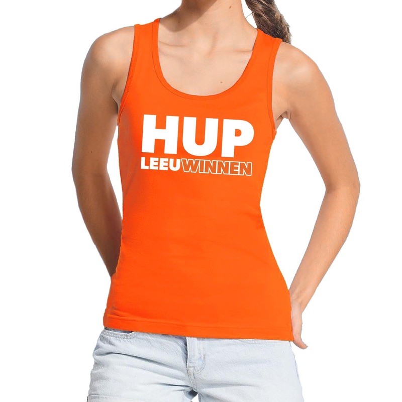 Nederland supporter tanktop mouwloos shirt Hup LeeuWinnen oranje dames landen kleding