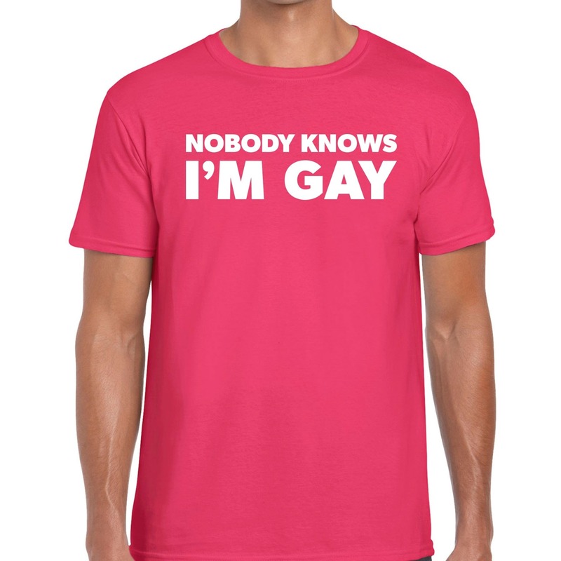 Nobody knows i am gay t shirt roze gaypride shirt Nobody knows i am gay voor heren Gay pride