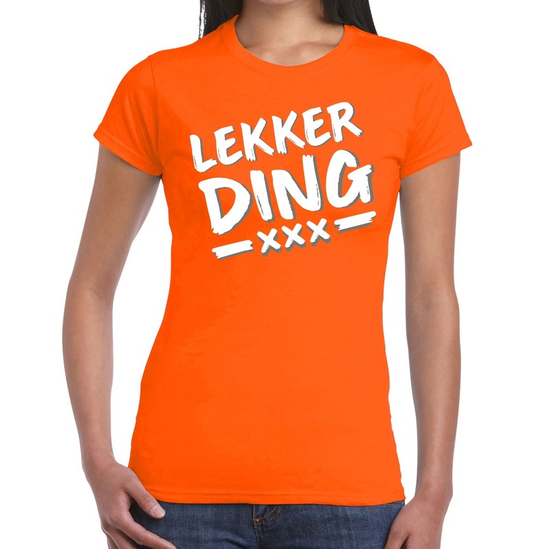 Oranje fun tekst t shirt Lekker Ding oranje kleding voor dames