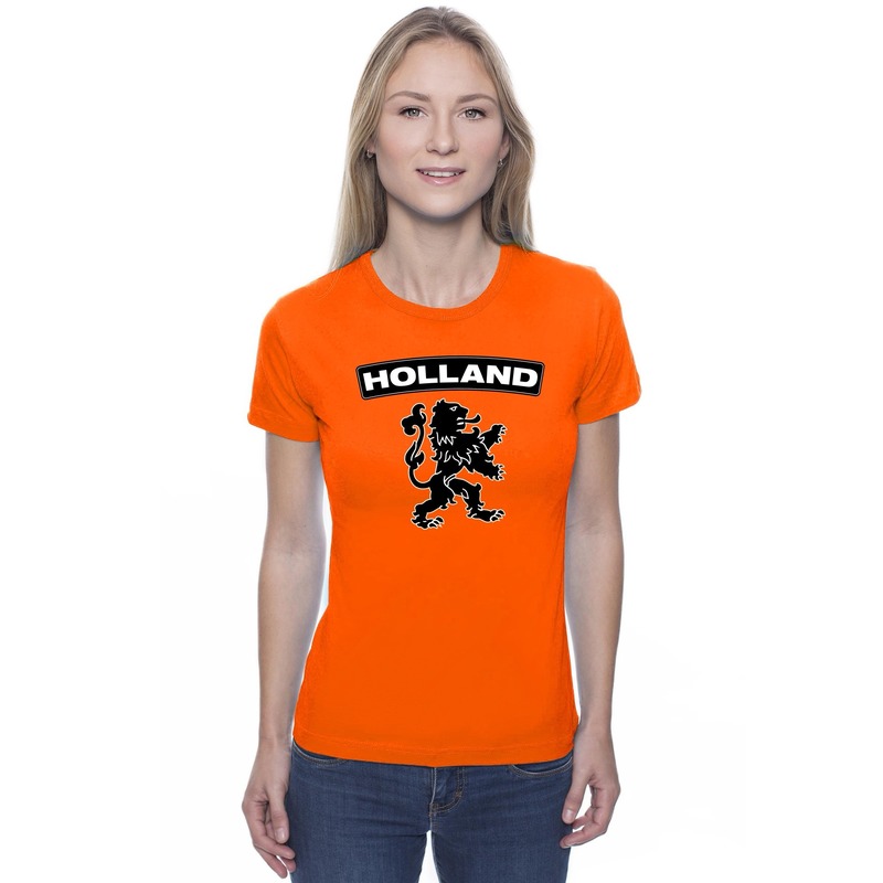 Oranje Holland supporter shirt met zwarte leeuw dames Oranje fan supporter kleding