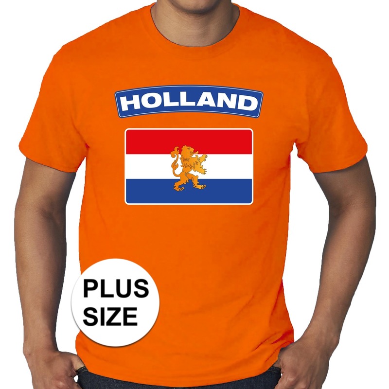 Oranje Holland vlag grote maten shirt heren - Holland supporter/ fan kleding
