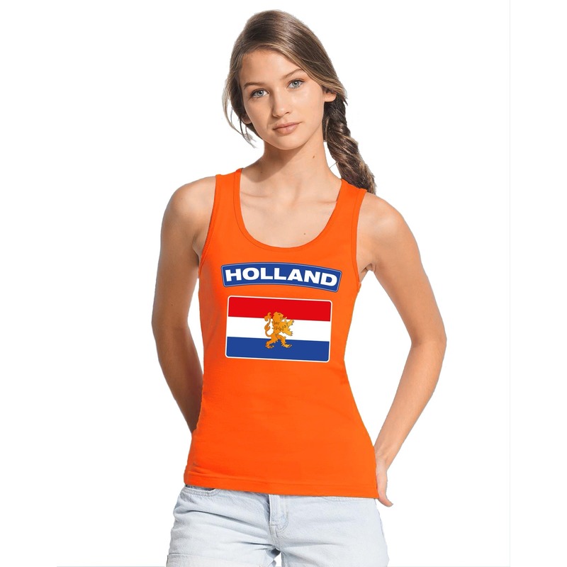 Oranje Hollandse vlag tanktop shirt singlet dames Oranje Koningsdag Holland supporter kleding
