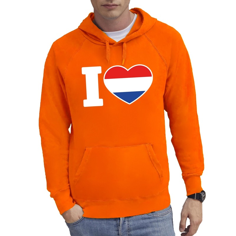 Oranje I love Holland hoodie hooded sweater heren Oranje fan supporter kleding