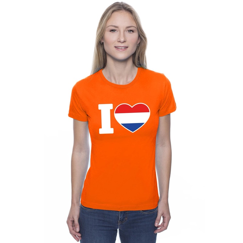 Oranje I love Holland supporter shirt dames Oranje Koningsdag Holland supporter kleding