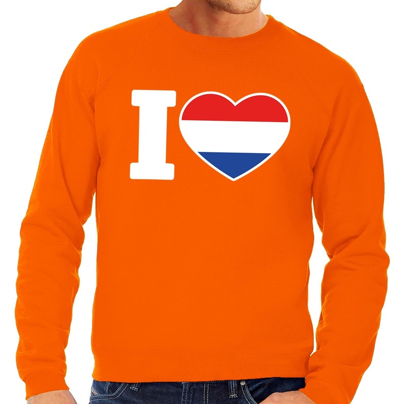 Oranje I love Holland sweater trui heren Oranje Koningsdag supporter kleding