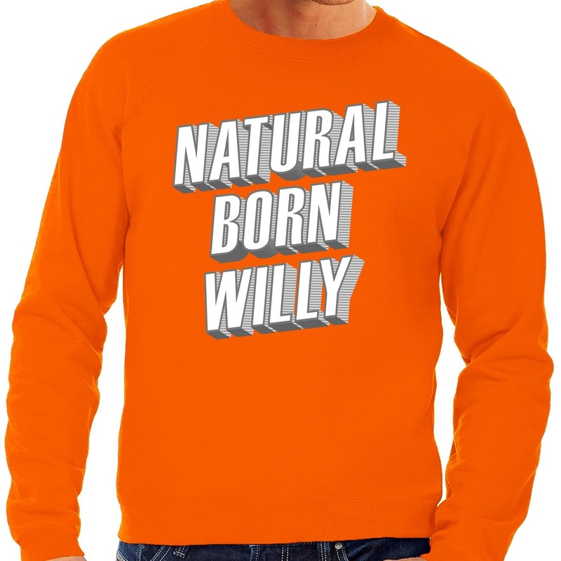 Oranje Natural born Willy sweater Trui voor heren Koningsdag kleding