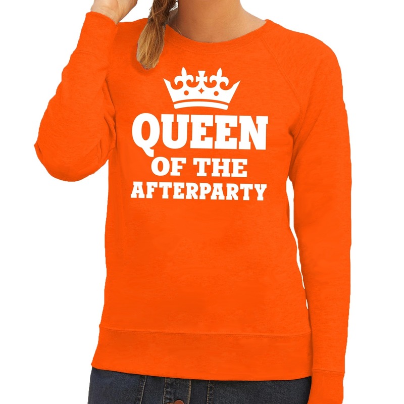 Oranje Queen of the afterparty sweater dames Oranje Koningsdag kleding