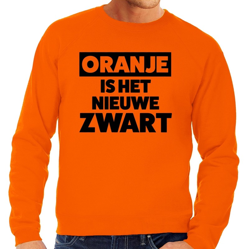 Oranje tekst sweater Oranje is het nieuwe zwart voor heren - Koningsdag kleding