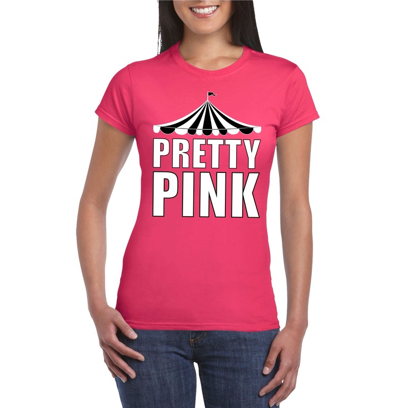Pretty in Pink shirt roze met witte letters voor dames