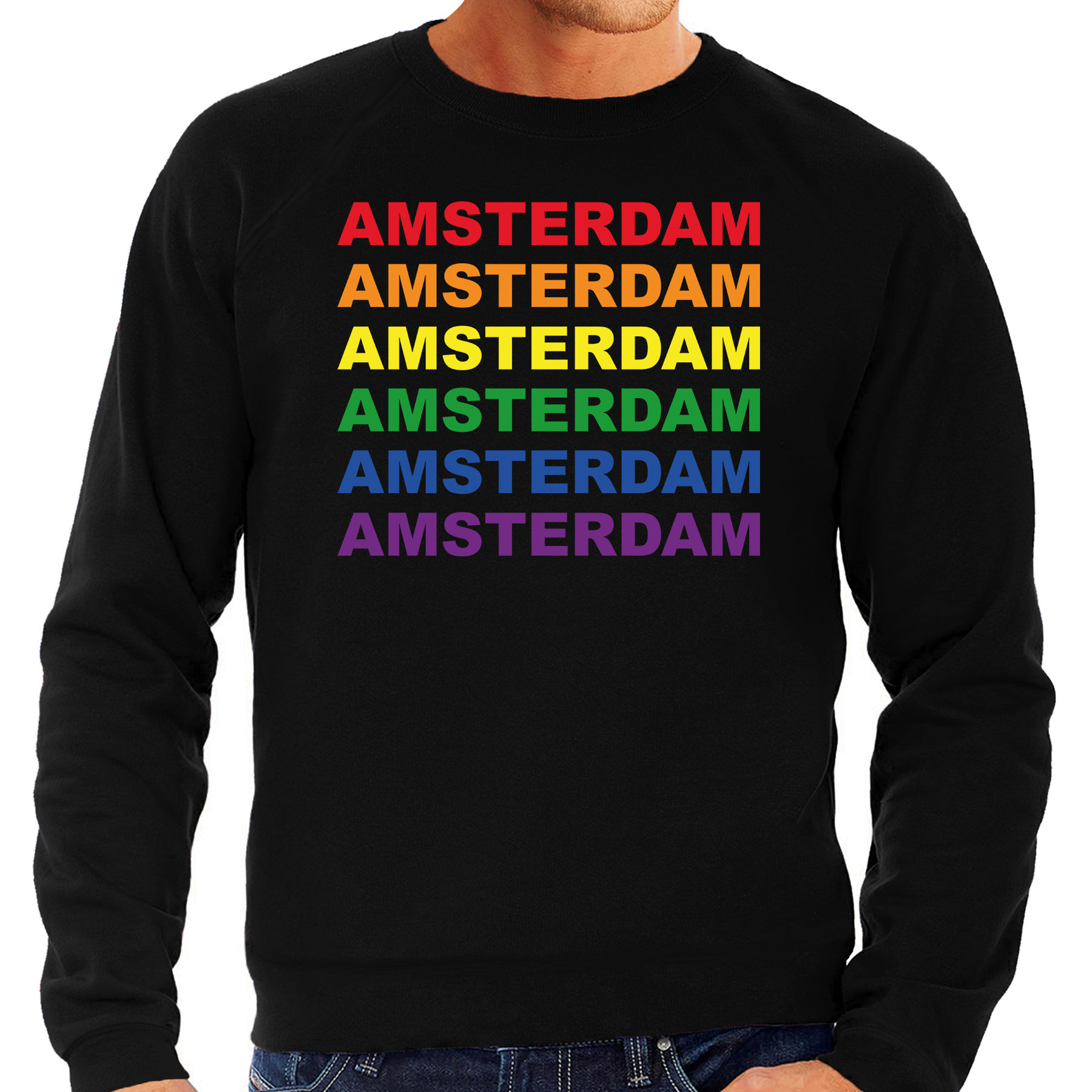 Regenboog Amsterdam gay pride - parade zwarte sweater voor heren - LHBT evenement sweaters kleding