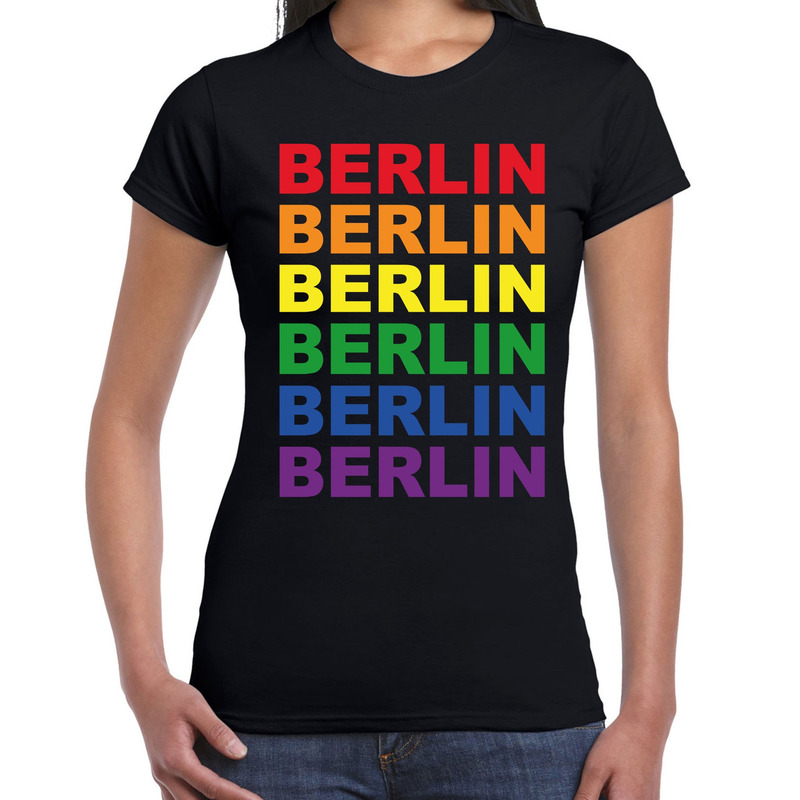 Regenboog Berlin gay pride - parade zwart t-shirt voor dames - LHBT evenement shirts kleding - outfi