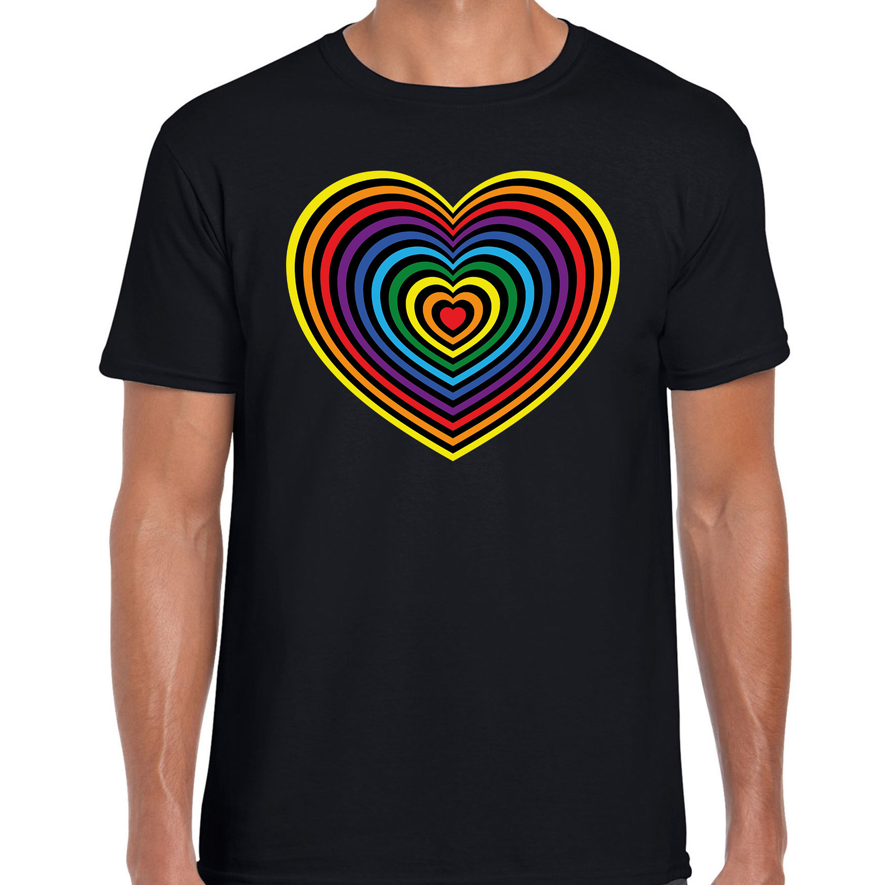 Regenboog hart gay pride - parade zwart t-shirt voor heren - LHBT evenement shirts kleding