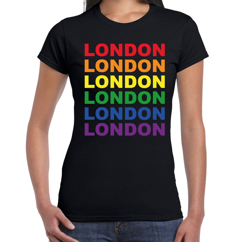 Regenboog London gay pride - parade zwart t-shirt voor dames - LHBT evenement shirts kleding - outfi