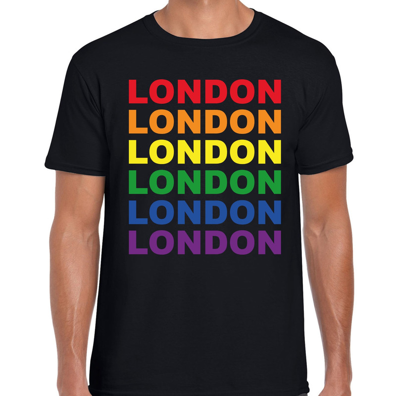 Regenboog London gay pride - parade zwart t-shirt voor heren - LHBT evenement shirts kleding - outfi