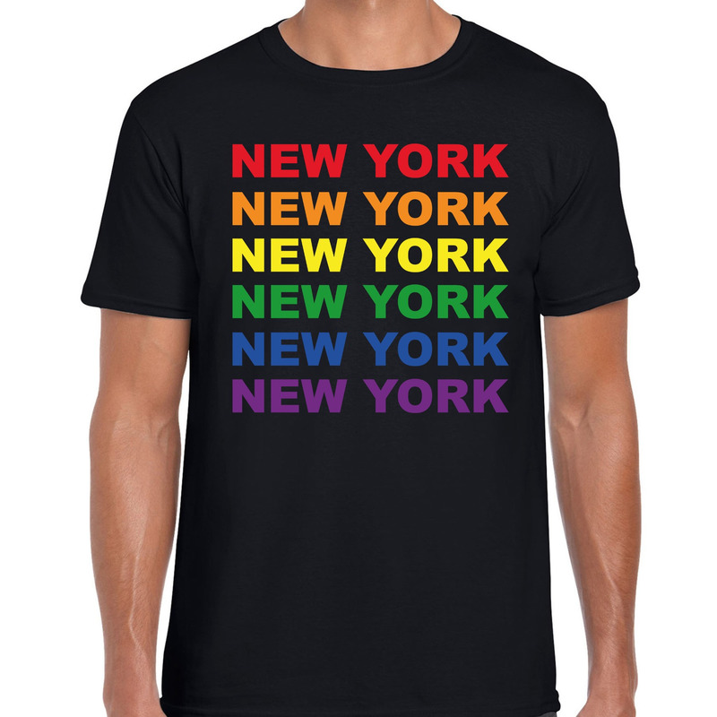 Regenboog New York gay pride - parade zwart t-shirt voor heren - LHBT evenement shirts kleding - out