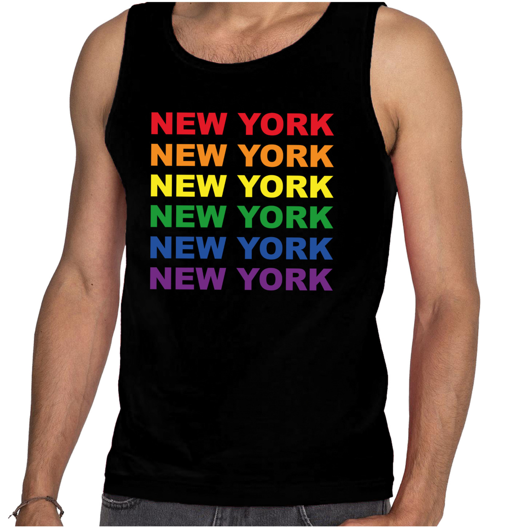 Regenboog New York gay pride - parade zwarte tanktop voor heren - LHBT evenement tanktops kleding
