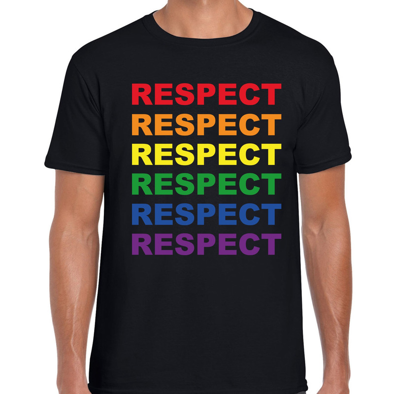 Regenboog Respect gay pride - parade zwart t-shirt voor heren - LHBT evenement shirts kleding